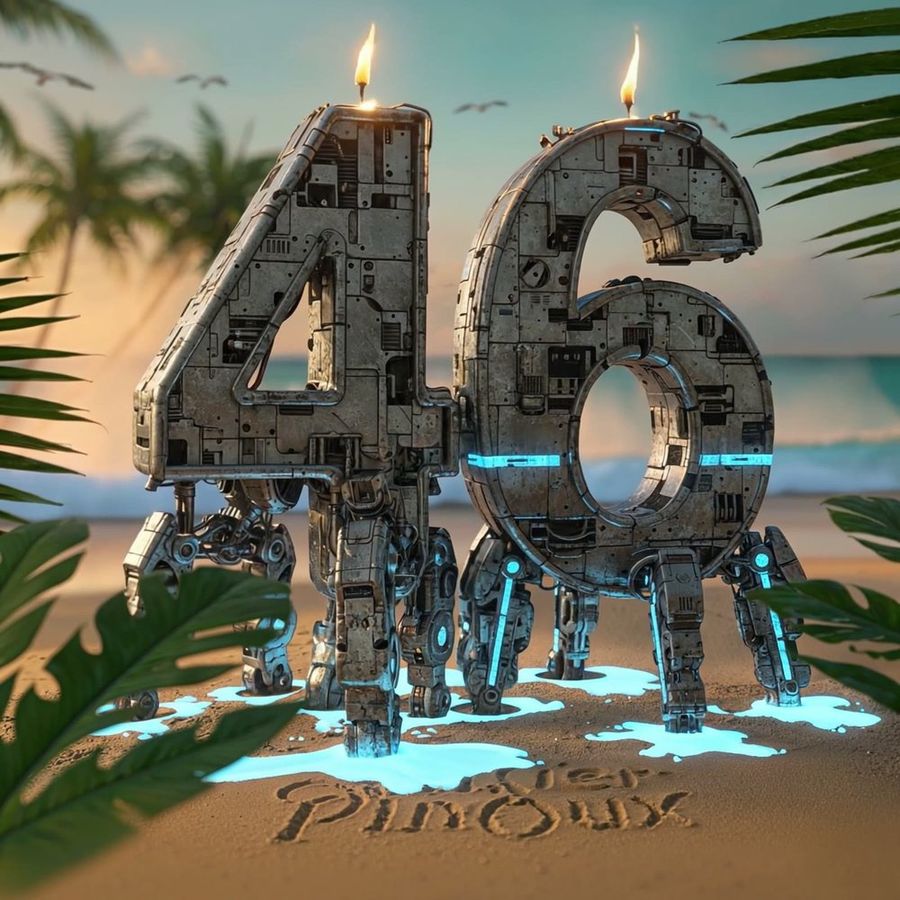 46 as heavy machinery, blue lights on