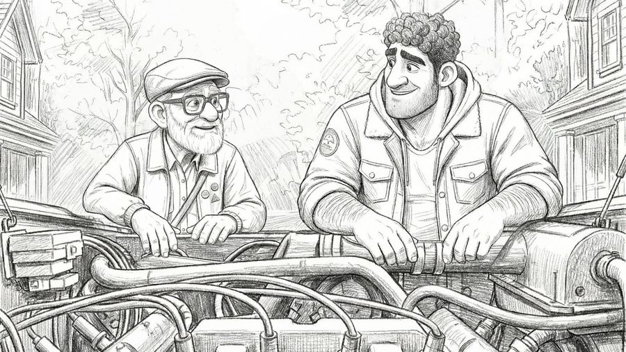 The two men, in pencil